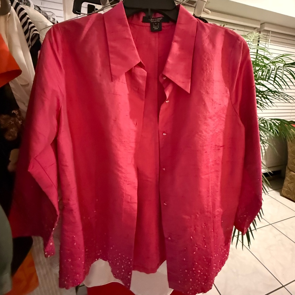 KAREN KANE 100% SHANTUNG SILK BLOUSE
